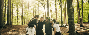 group of event attendees playing a game during a leadership retreat