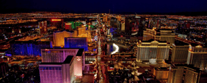 aerial view of the las vegas strip at night